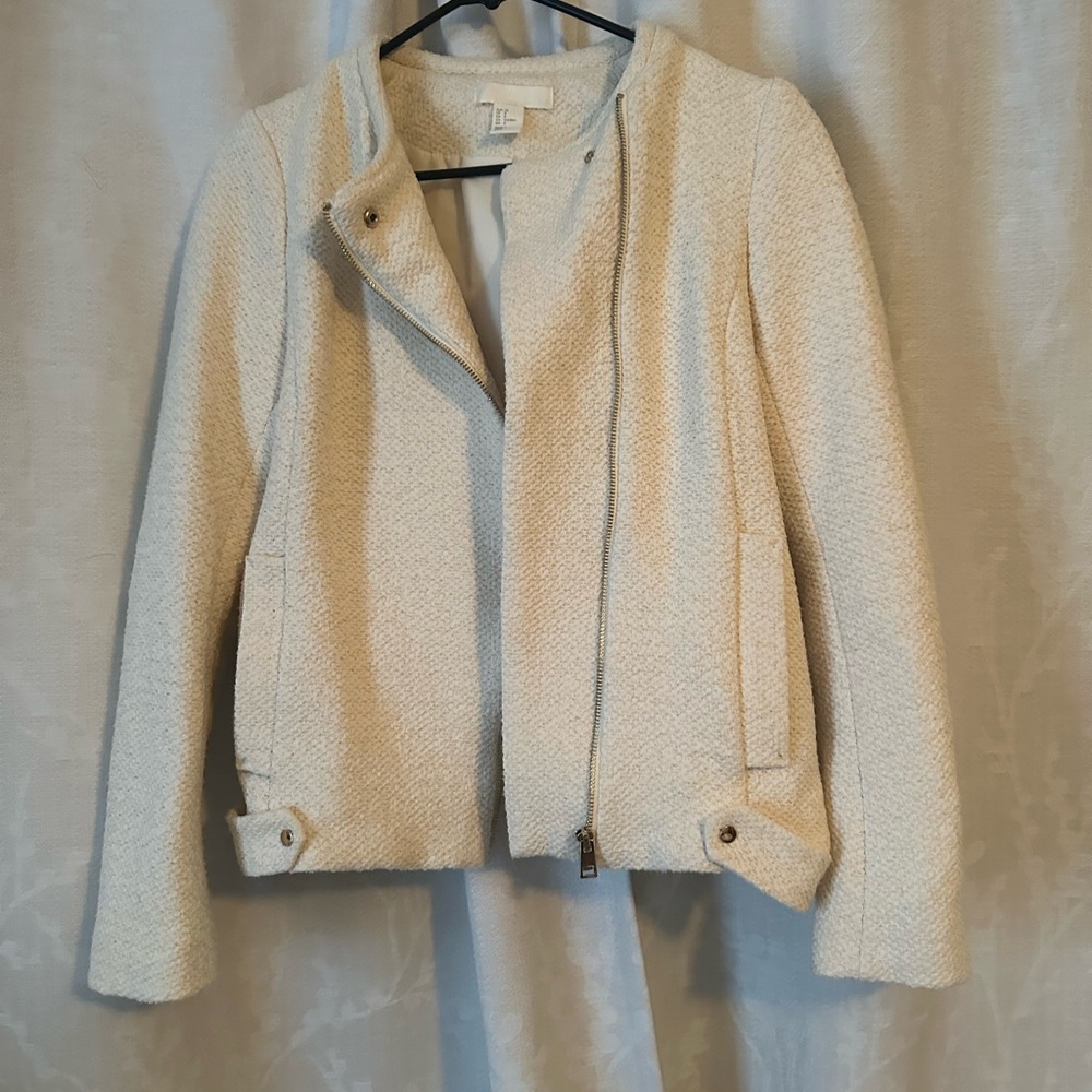 H&M Cream zip up coat size US 8